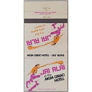 Vintage MGM Grand Hotel Jai Alai Matchbook Cover Las Vegas Nevada